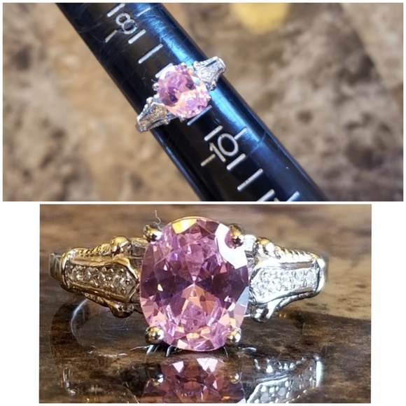 Genuine 3ct Pink & White Sapphire Ring Size 9 - Picture 6 of 6